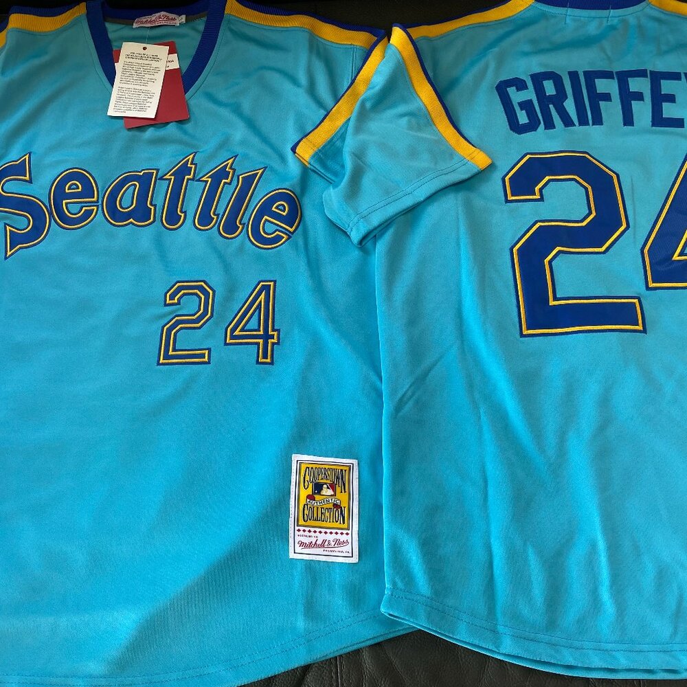 SEATTLE MARINERS KEN GRIFFEY Jr Mens JERSEY Sz M,L,XL,2X,3X By Mitchell and Ness